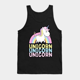 Cute Unicorn With Rainbow Kids Girls Gift Tank Top